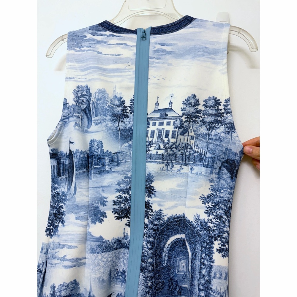 NWT Alice + Olivia Wynell Chateau A Line Mini Dress Blue Toile De Jouy Floral 6 - Picture 10 of 12